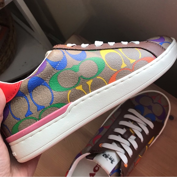 🌈 Coach Clip Low Top Sneaker Rainbow Signature  Special 6 8 8.5 9.5 10 11 - Picture 7 of 13